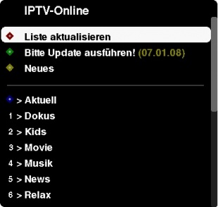 IPTV Menü