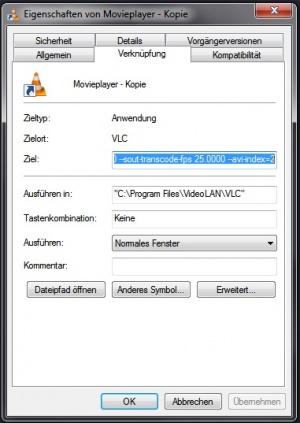 VLC - Desktop - Eigenschaften